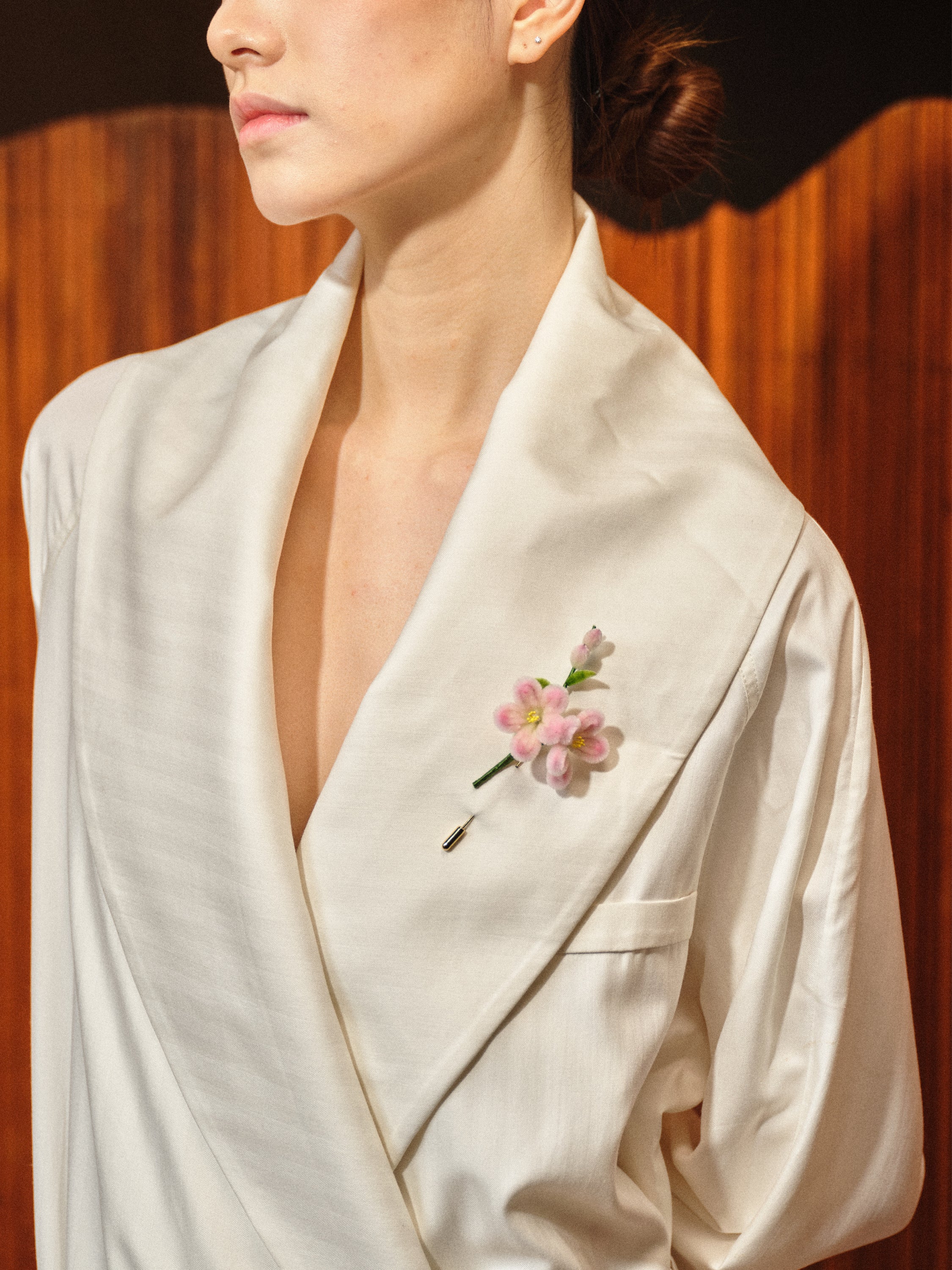 Ronghua Flower Brooch, Peach Blossom