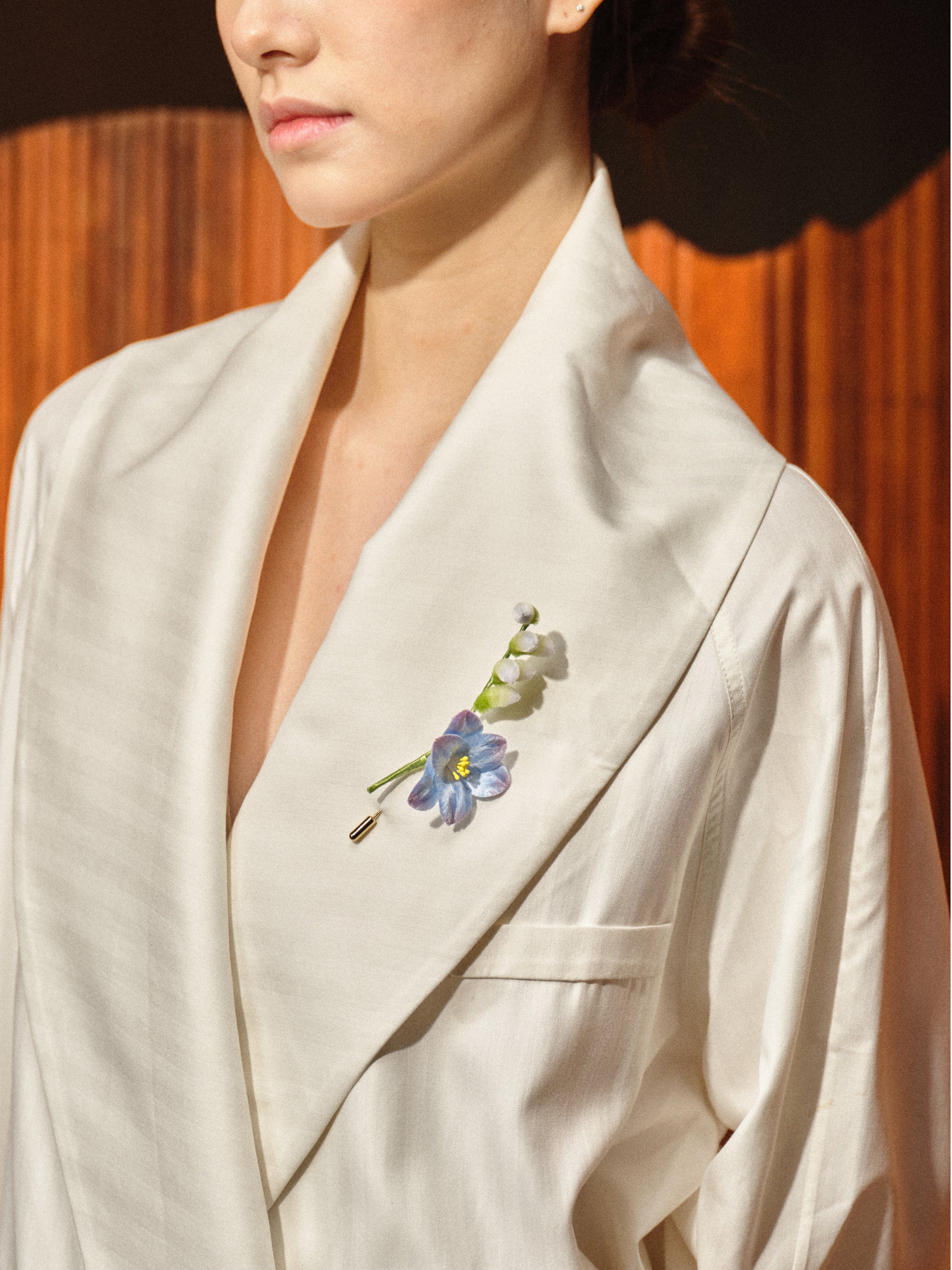 Ronghua Flower Brooch, Emerald Sky