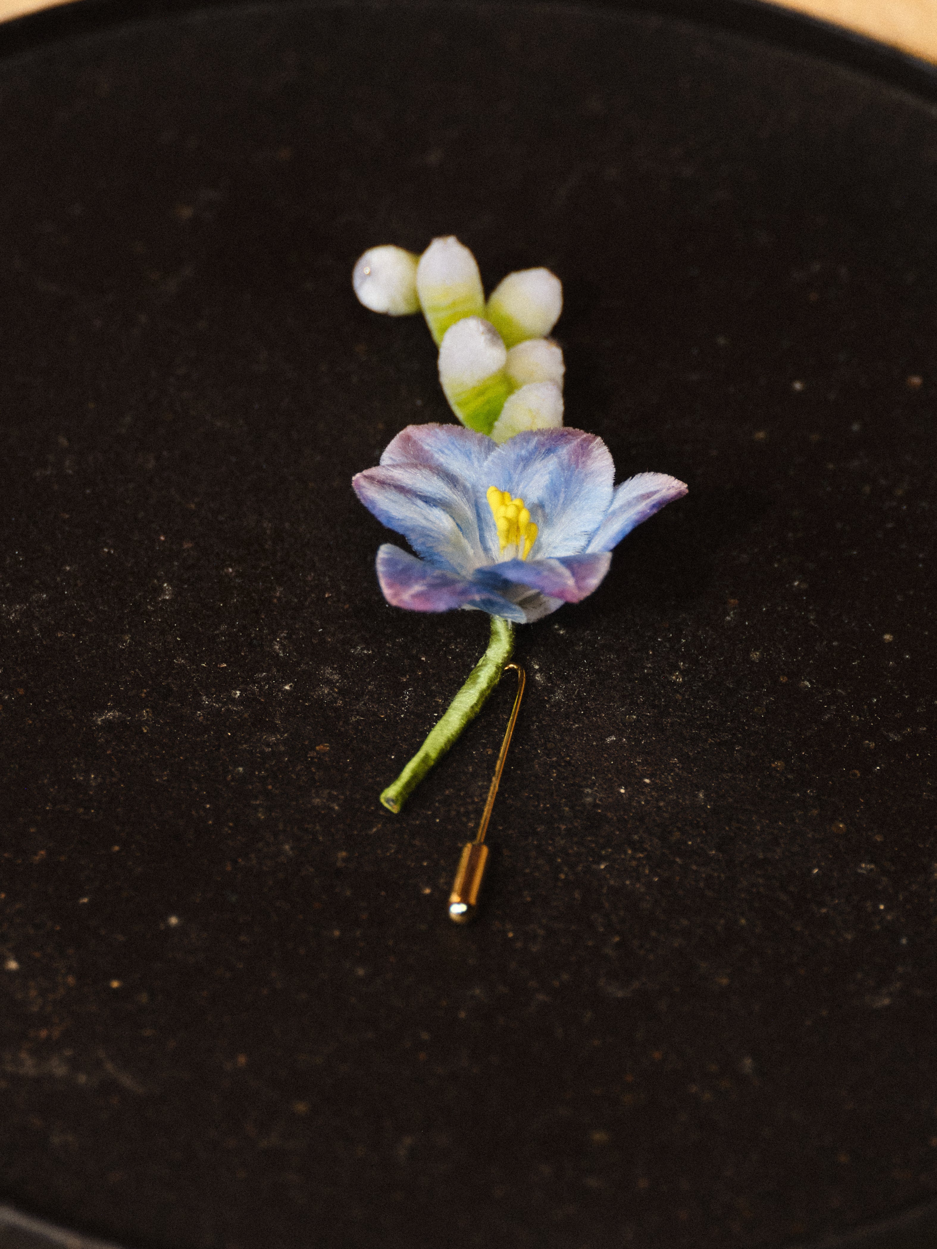 Ronghua Flower Brooch, Emerald Sky
